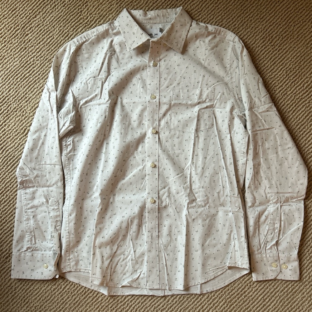 Goodfellow & Co Cream Patterned Button Down Shirt